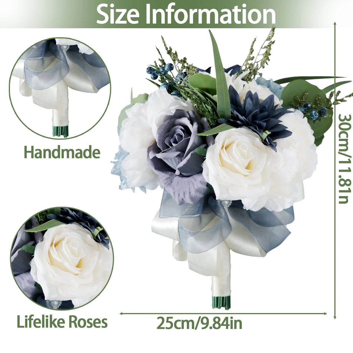 Wedding Bouquets for Bride, Artificial Rose Flowers Combo Bridesmaid Bouquet Wedding Romantic Bouquets for Wedding Party Vue