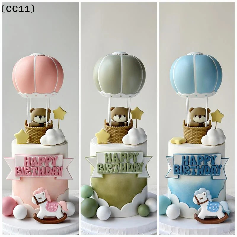 Blue Pink Air Balloon Cake Topper Gender Reveal Party Decoration Kids