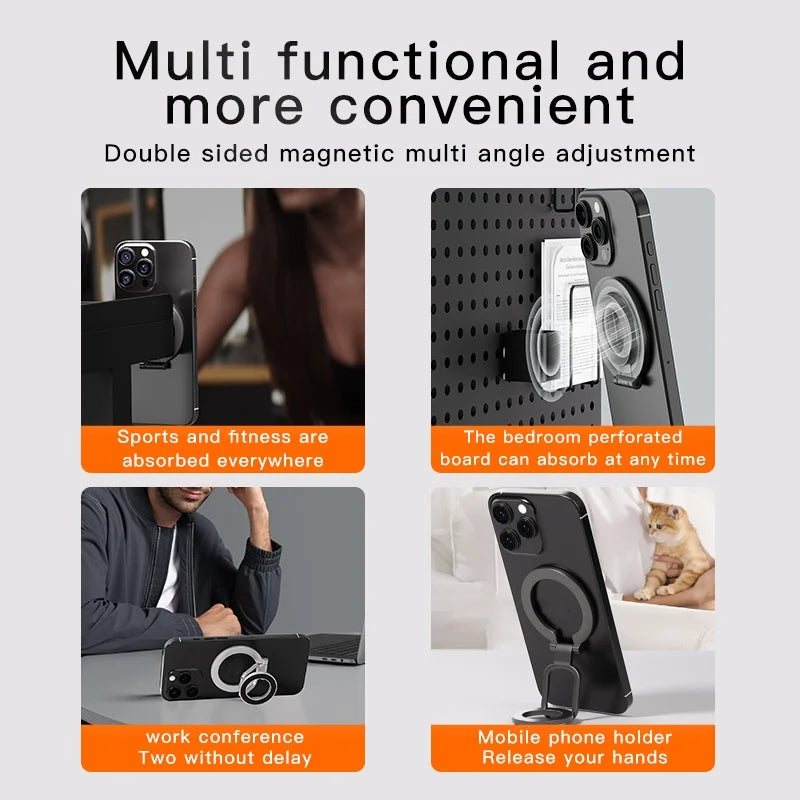 Double Sided For Magsafe Phone Stand Magnetic Phone Ring Holder Kickstand Magnet Grip for iPhone 17 16 15 -12 Samsung Car Holder Vue