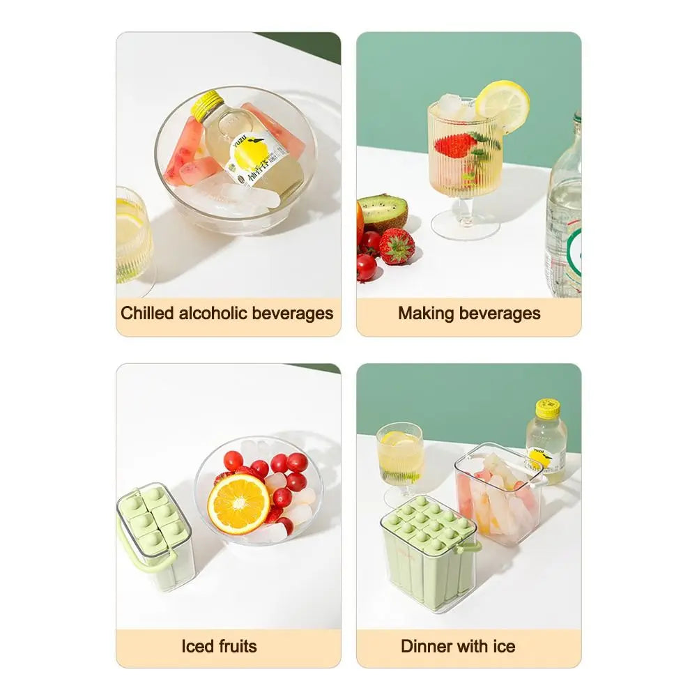 Durable Silicone Old Popsicle Mold Lid Portable Long Bar Ice Tray