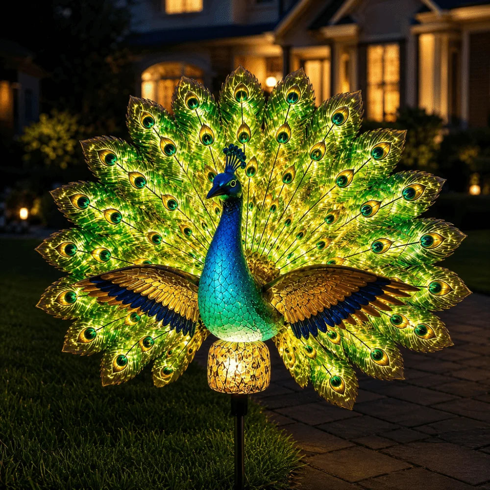Waterproof Solar Garden Lights Resin Outdoor Statue Peacock Solar Stake Light Energy Saving Landscape LED Lights Vue