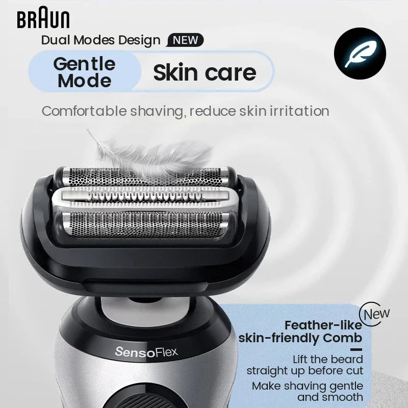 Braun Series 6 Pro Electric Shaver 62-S1200s for Men Wet and Dry Razor Turbo Gentle Shaving Modes with Precision Trimmer Pouch Vue