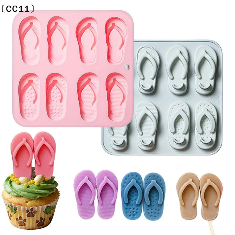 Beach Shoes Silicone Mold Summer Flip-flops Slipper Fondant Birthday Vue