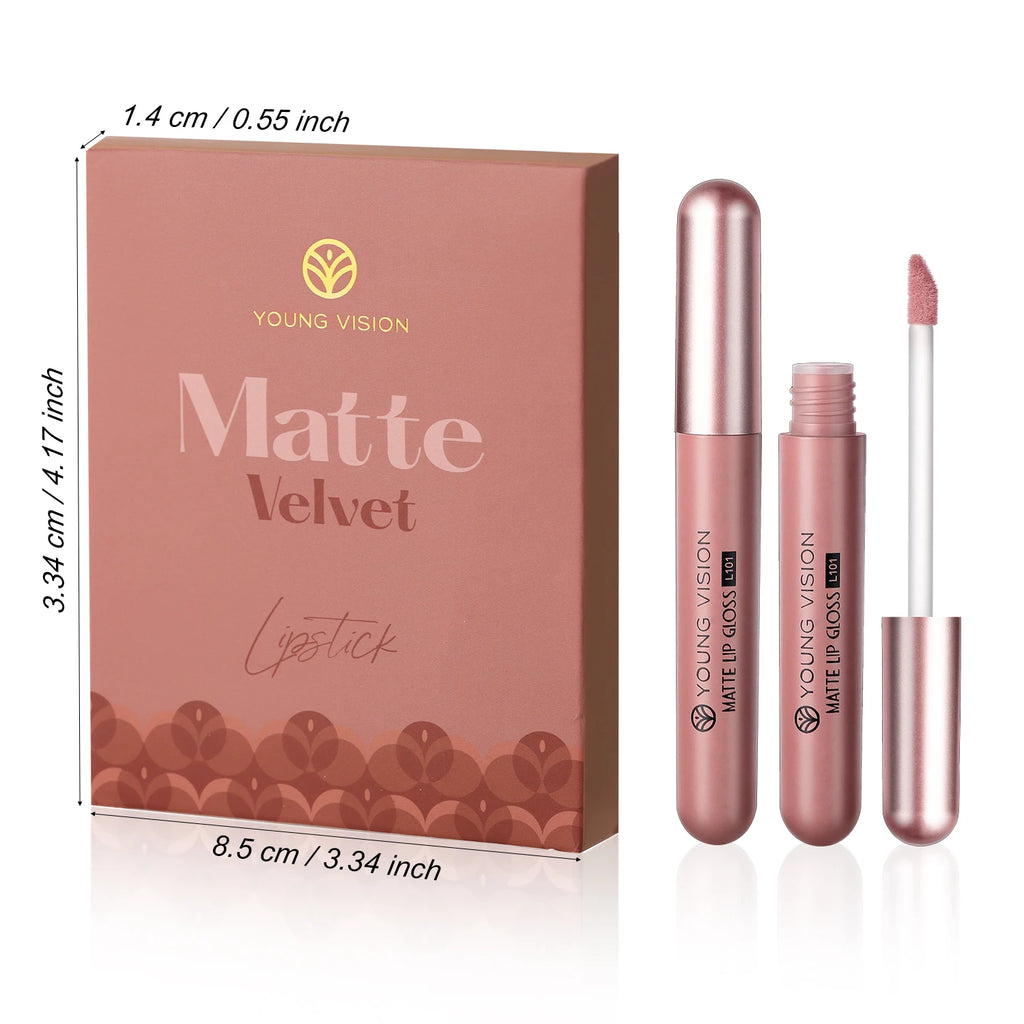 YOUNG VISION 6Pcs/Set Matte Velvet Lipgloss Waterproof Long-Lasting Liquid Lipstick for Flawless Makeup Vue