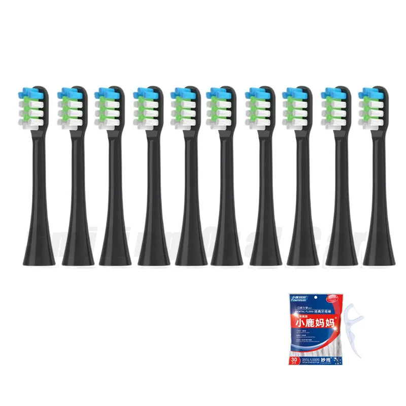 For JIMOK J6 Electric Toothbrush Head Replacement Heads DuPont Bristles Vacuum Replace Nozzles Vue 10PCS Black