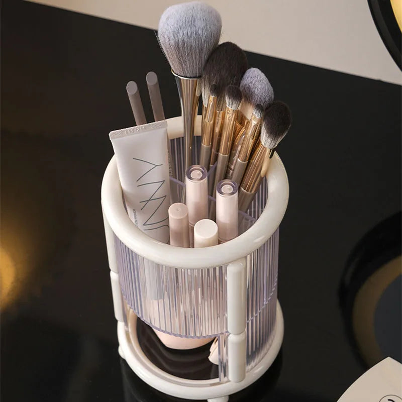 Double Layer Makeup Brushes Holder Cosmetic Tools Organizer Transparent Desktop Vanity Lipstick Powder Sponge Puff Organizer Vue
