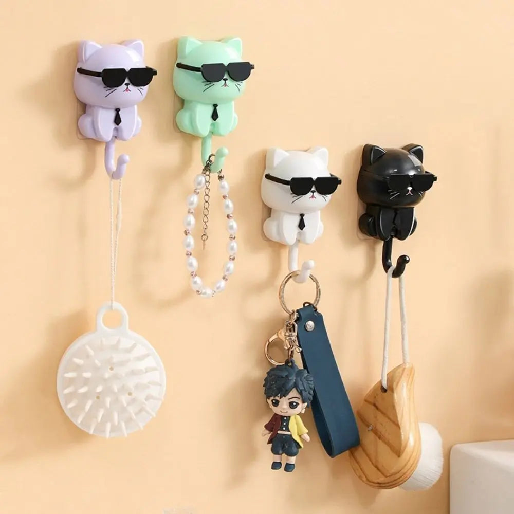 Creative Plastic Cartoon Cat Hooks Decorative Waterproof Key Hangers Wall Hanging Sticky Hooks for Home Vue