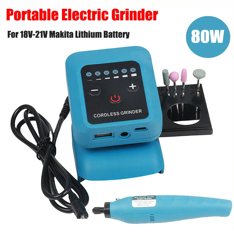 80W Electric Grinder 20V Mini Electric Grinder 18000r/min Home For 18V-21V Makita Lithium Battery Reverse Steples Speed Adjust Vue