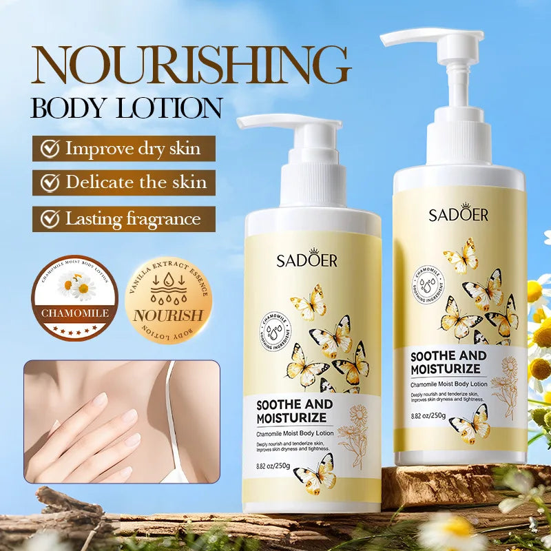 250g Chamomile Moisturizing Body Lotion, Containing Centella Asiatica Extract and Chrysanthemum Extract, Has a Refreshing and Moisturizing Texture, Is Easily Absorbed Without Being Sticky, and Can Deeply Penetrate the Skin to Vue