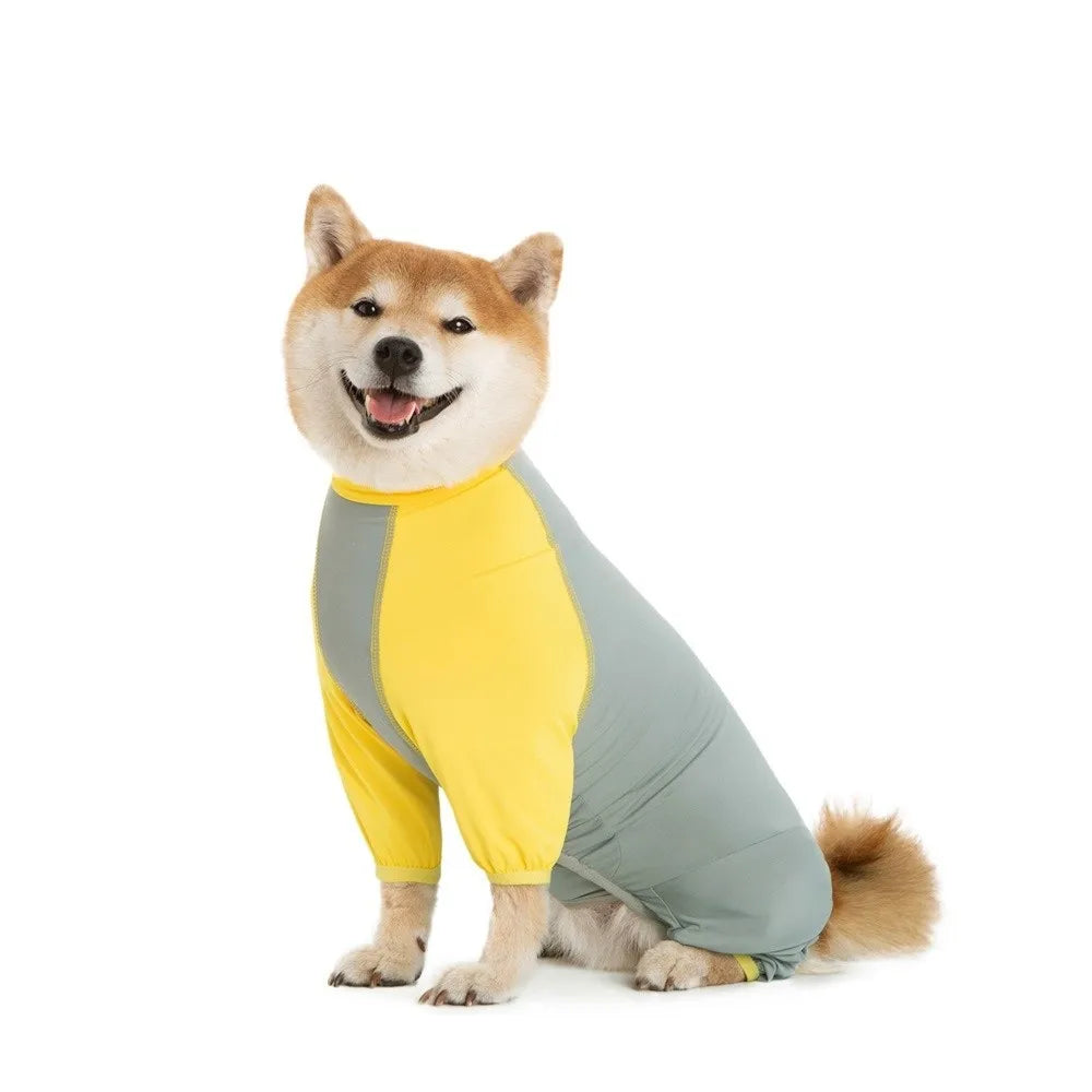 Breathable Dog Cooling Jumpsuit Quick Drying Sun Protection Dog Sunscreen Costume Cool Feeling Lightweight Vue Yellow 4XL