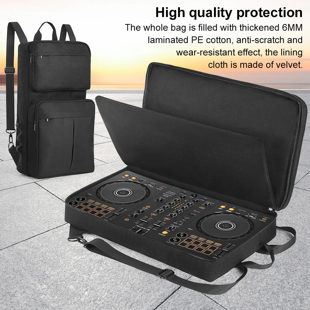DJ Backpack for Pioneer DDJ-400 DDJ-FLX4/Roland DJ-202 Carrying Case Portable Storage Bag Anti-scratch Adjustable Shoulder Strap Vue