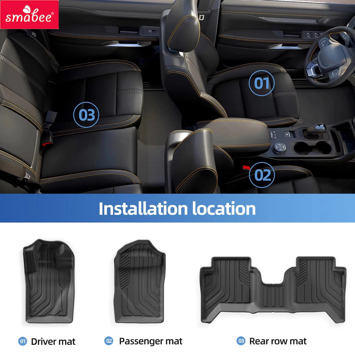 Smabee for Ford Ranger 2024-2026 US Version (not fit China Version) fit 5FT 59.6Bed Car Truck Bed Mat TPE Liner Trunk Bed Liner Vue