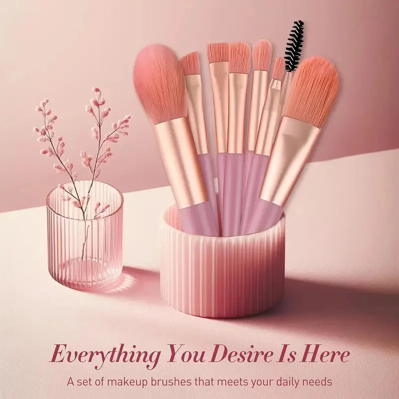 8pcs Makeup Brush Set, Professional Cosmetic Tools, Foundation Powder, Eyeshadow, Kabuki Blending, Beauty Tool Vue