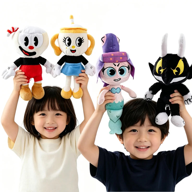 Classic Style Adventure Game Cuphead Plush Toy Mugman Devil Legendary Chalice Plush Doll Toy Collection Display Christmas Gift Vue