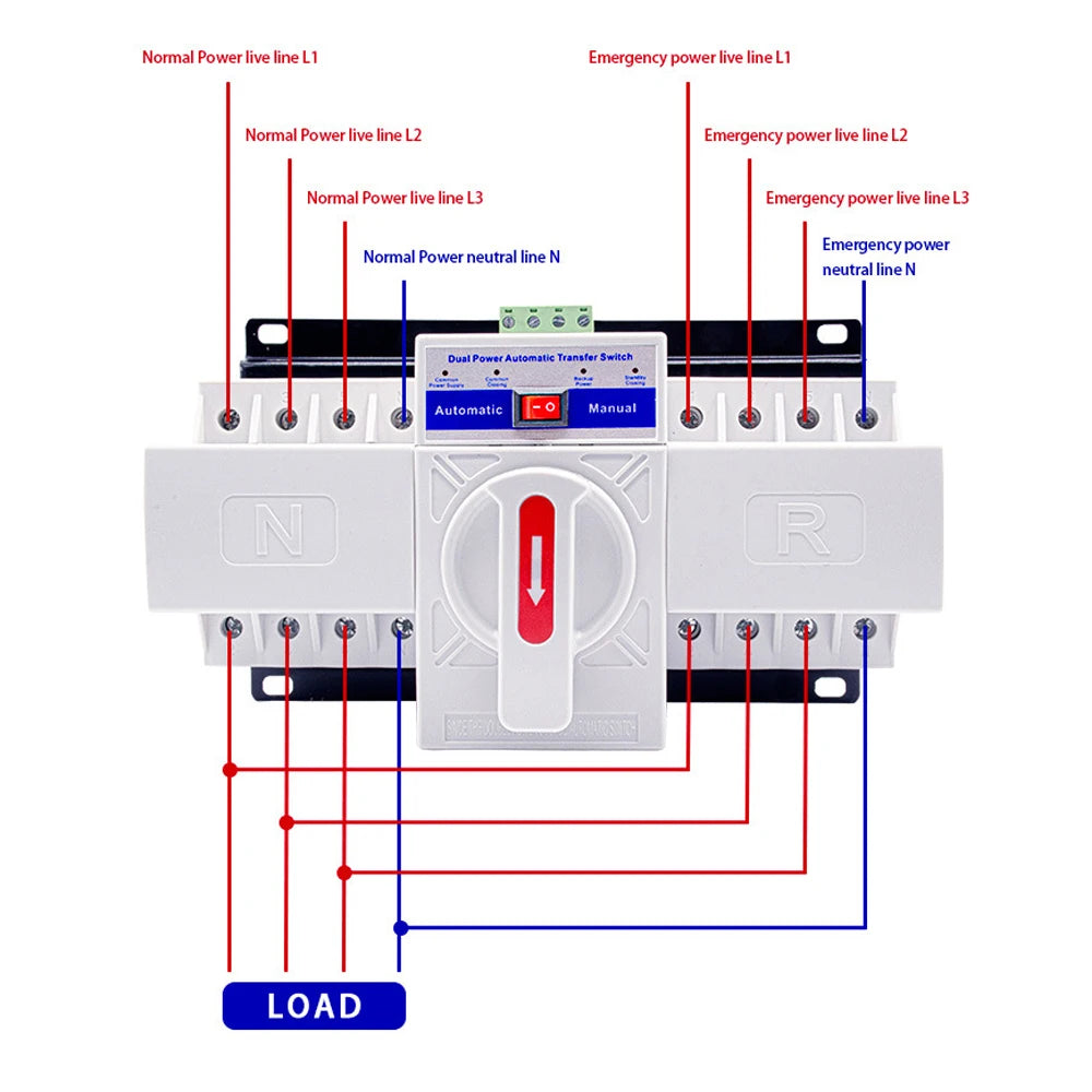 2P 4P 63A Dual Power Automatic Transfer Switch 220V CB Class ATS Household Toggle Switch Transfer Device Intelligent Switching Vue
