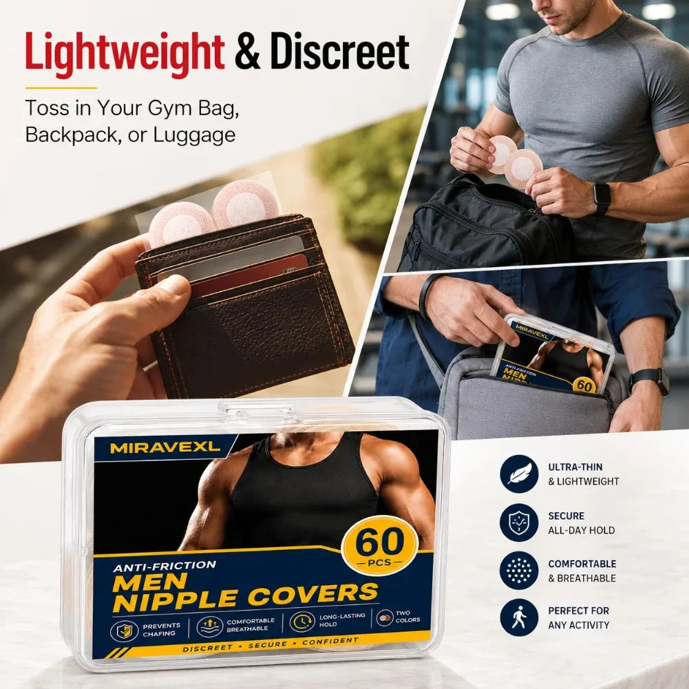 60Pcs Men Nipple Covers Anti Chafing Running Nipple Patches Breathable Invisible Sports Nipple Guards Marathon Adhesive Bandages Vue