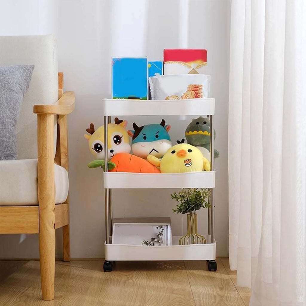3-Tier Slim Rolling Shelving Unit for Kitchen & Bathroom Rolling Shelving Unit Vue