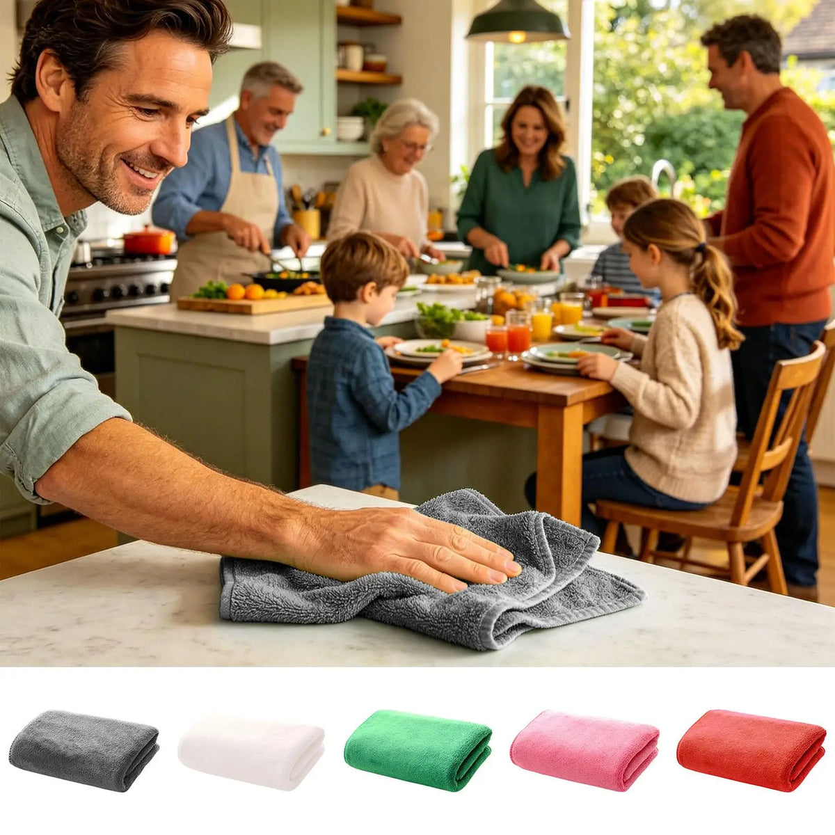 Soft Absorbent Reusable Dish Rags, Multipurpose Cleaning Cloths For Kitchen Home & Restaurant, Washable Towels Car Interior Care Vue