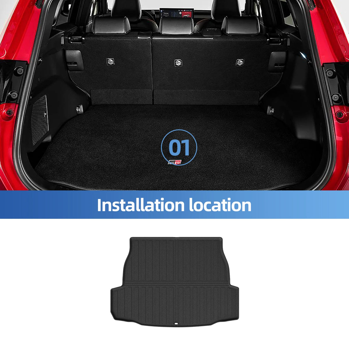 Smabee Left Drive for Toyota RAV4 Hybrid 2026 Car Floor Mats Cargo Trunk Pad TPE 3D Waterproof All Weather Accessories Black Vue
