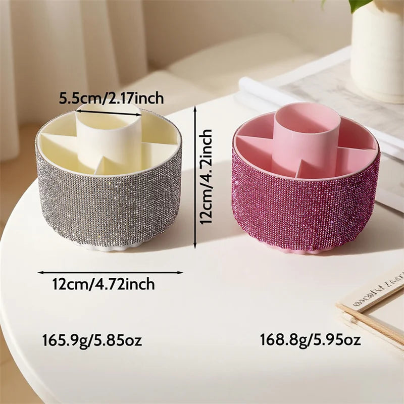 360° Rotating Makeup Brush Holder Spinning Diamond Comestic Tools Organizer Multi-Compartment Nail Brush Makeup Tool Organizer Vue