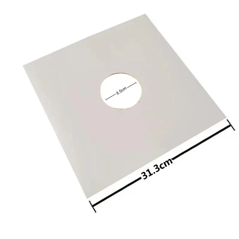 10pcs 12 Inch Vinyl Records Sleeve LP Record Cover Resealable Outer Sleeves Composite Kraft Paper Bag Vinyl Record Storage Bags Vue with hole-white