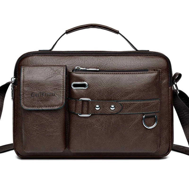 Men's Retro Messenger Bag Waterproof Design Large Capacity Laptop