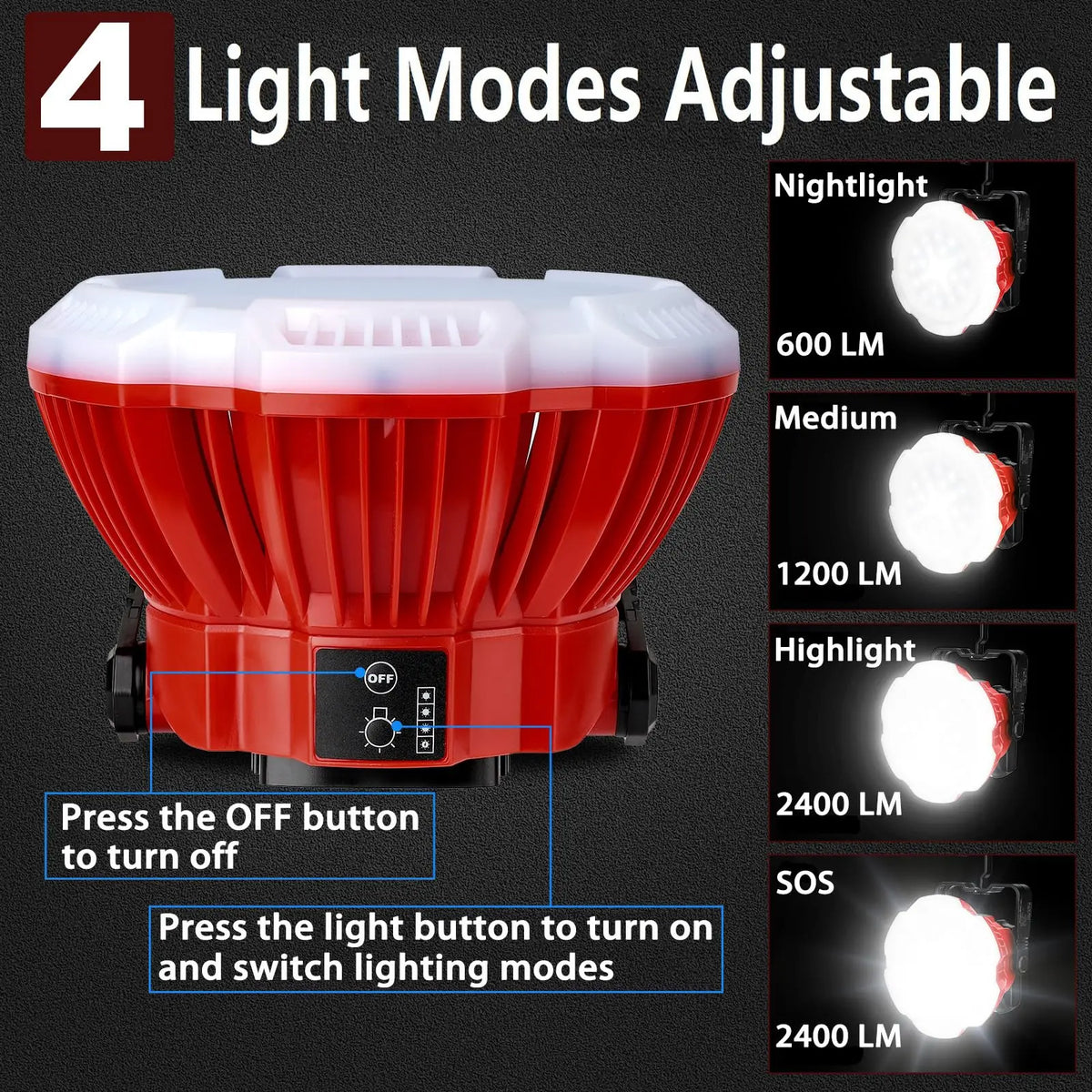 Portable Outdoor Flashlight LED Camping Light for Milwaukee 18V Battery Rechargeable Work Light for Tent and Workplace Lighting Vue