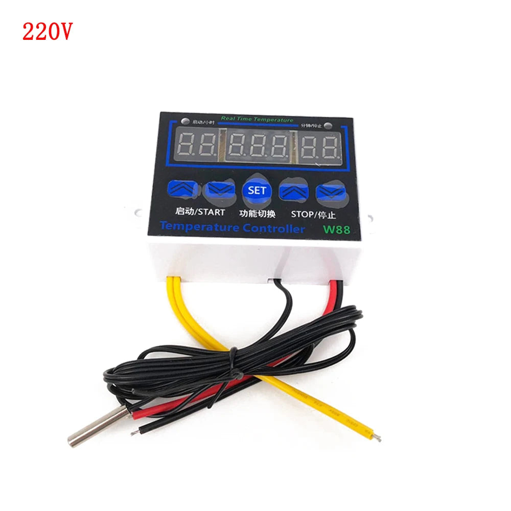 W88 12V/220V 10A Digital LED Display Temperature Controller Thermostat Control Switch Sensor W1411 Thermostat Regulator Vue