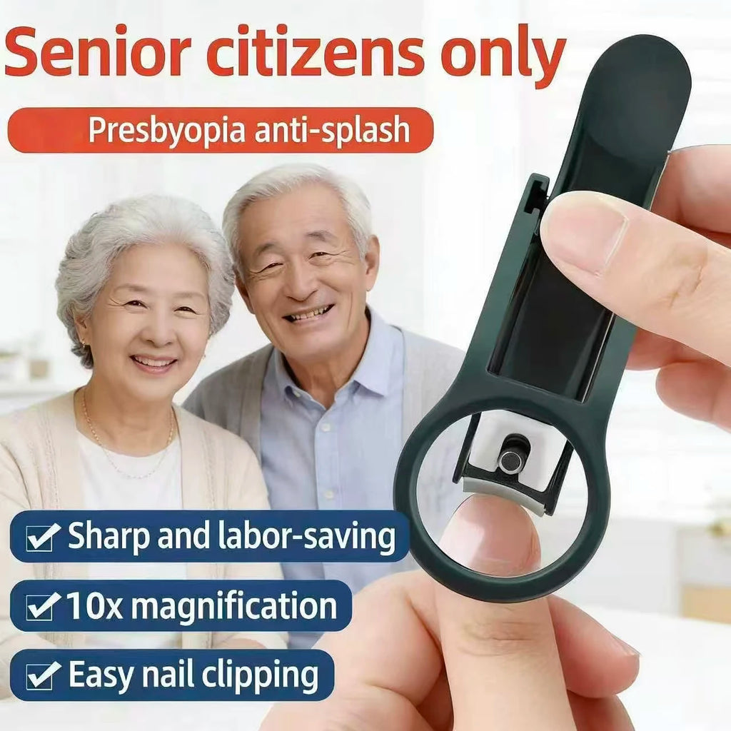Anti-Splash Curved Nail Clippers Premium Stainless Steel Concave Nail Clipper - Ergonomic Rubber Grip Handle for Seniors Vue