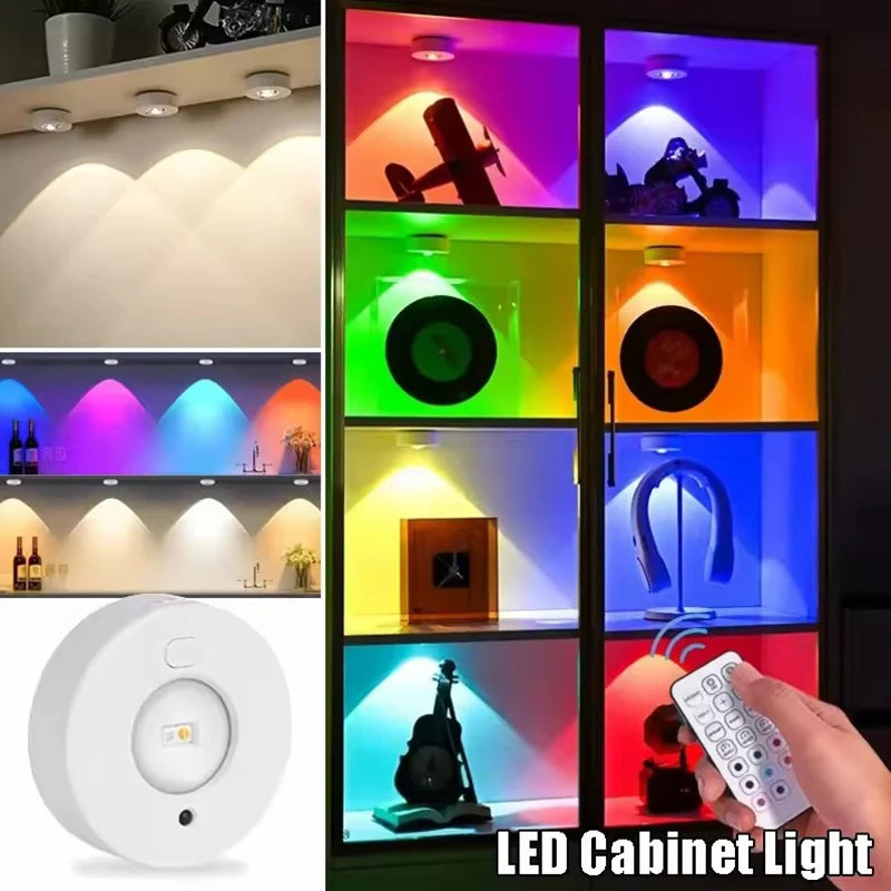 LED Night Lights RGB Wireless Cabinet Lamp 12 Color USB Rechargeable Remote Control For Room Bedside Wardrobe Cabinet Lighting Vue