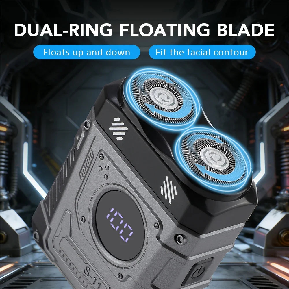 Mini Electric Smart Shaver Dual Blade Head Digital Display Rechargeable Shaver Powerful Beard Trimmer Tool Household Car Shaver Vue