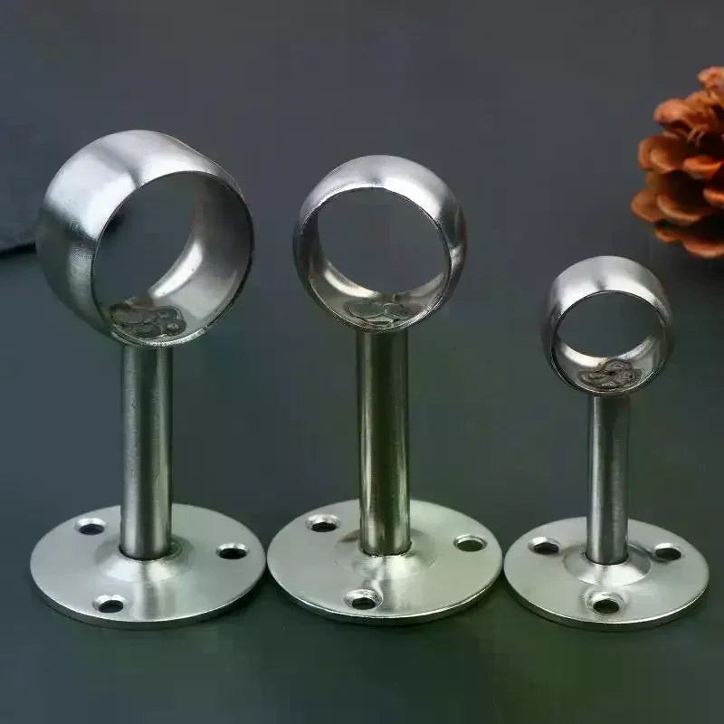2Pcs Stainless-Steel Flange Rod Holder 19/22/25MM Ceiling Mount Curtain Rod Bracket Shower Curtain Rod Holder Pipe Flange Socket Vue