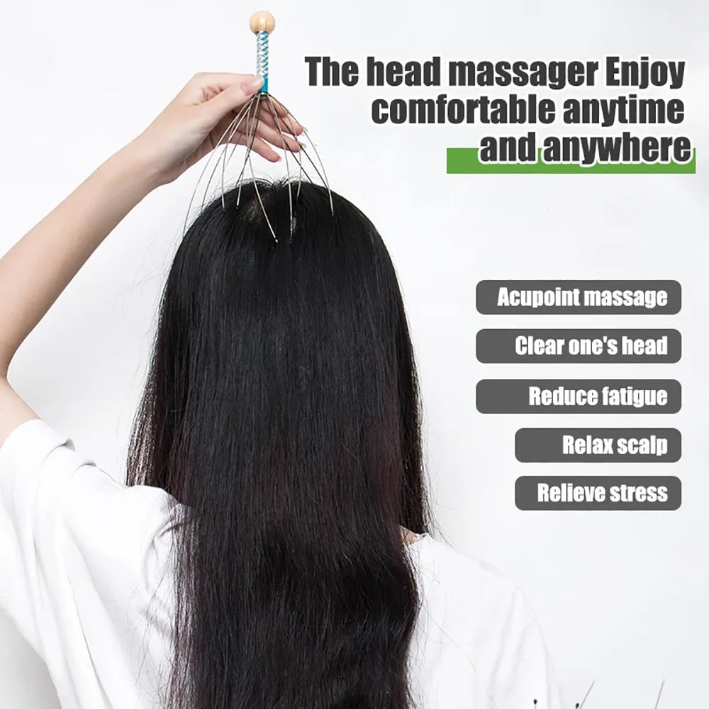 Stainless Steel Octopus Claw Scalp Massage Tool Stress Relief Scalp Itch Remover Hair Blood Circulation Stimulator Random Color Vue