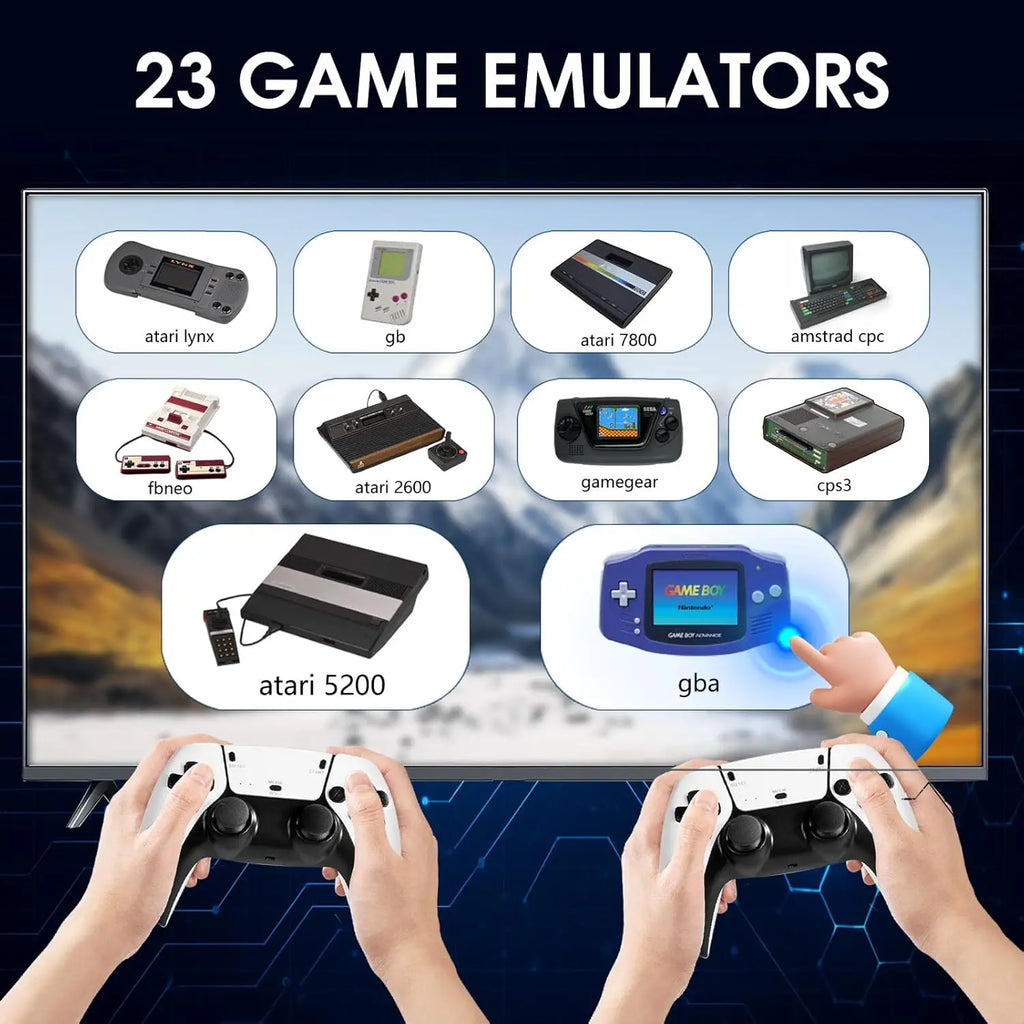 2026 New Retro Gaming Console with 23 Emulators & 20,000+ Built-in Games 4K HDMI 2.4G with Dual Wireless Controllers Vue