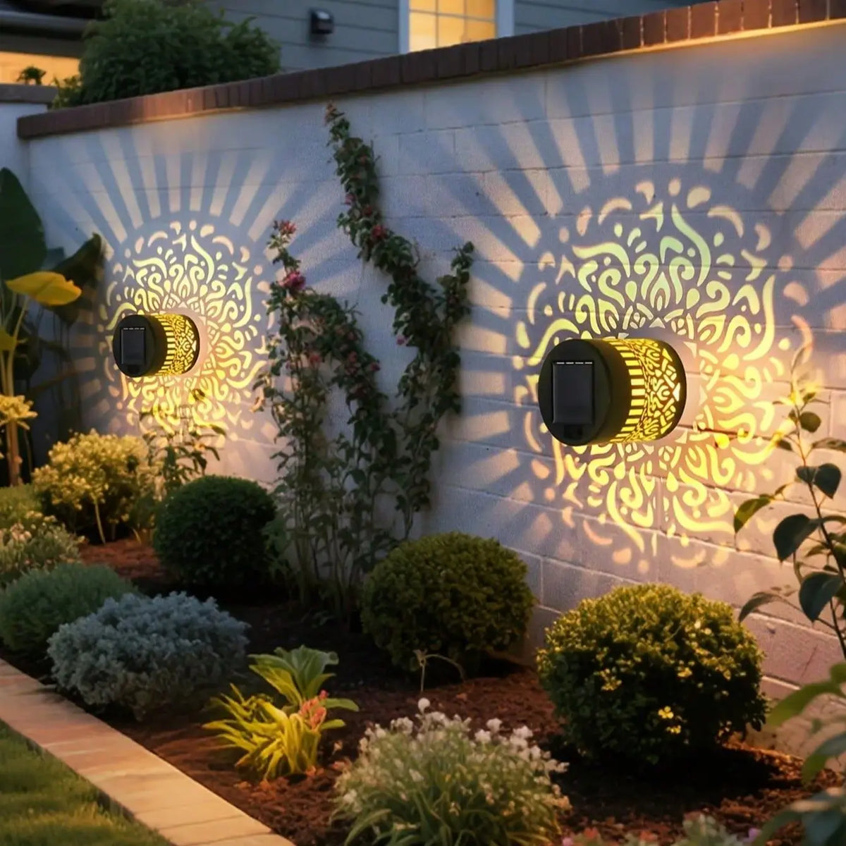 Solar Mandala Sunflower Wall Light with LED Bulbs Waterproof Outdoor Pendant for Garden and Courtyard Decoration Vue