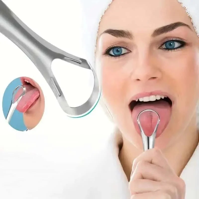 vvocci 1pc Tongue Brush Scraper Coating Cleaner TongueCoating Stainless Steel Tongue Cleaning Tongue Removing Bad Breath OralCa Vue