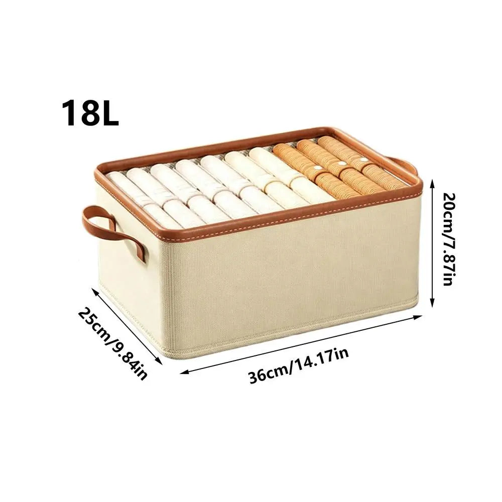Clothing Storage Bins with Handles Folding Portable Closet Container Cubes for Socks Pants Underwear Books Home Wardrobe Bedroom Vue S