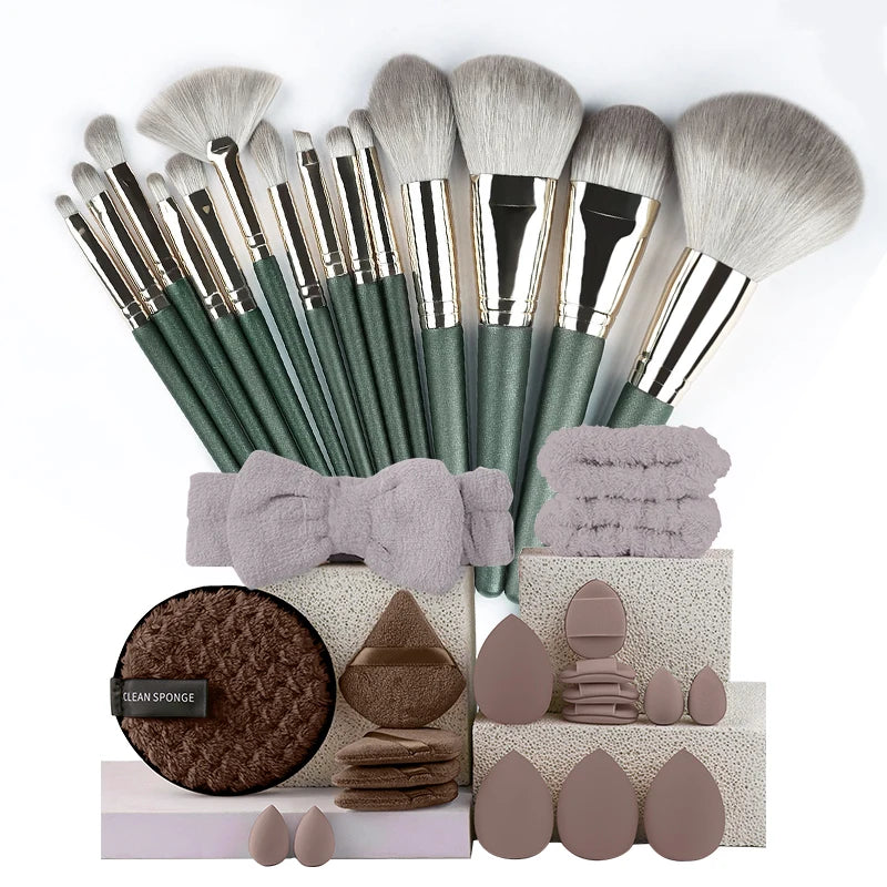 14pc Makeup Brush Set 34pc Travel Portable Foundation Concealer Blush Makeup Brushes Professional Eyeshadow Blending Beauty Tool Vue