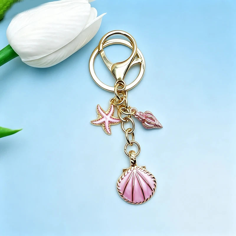 Bag Charms For Handbags Sea Star Shell Pearl Bag Clothes Shoes Pendant Boho Summer Seashell Jewelry Making DIY Decoration Vue pink