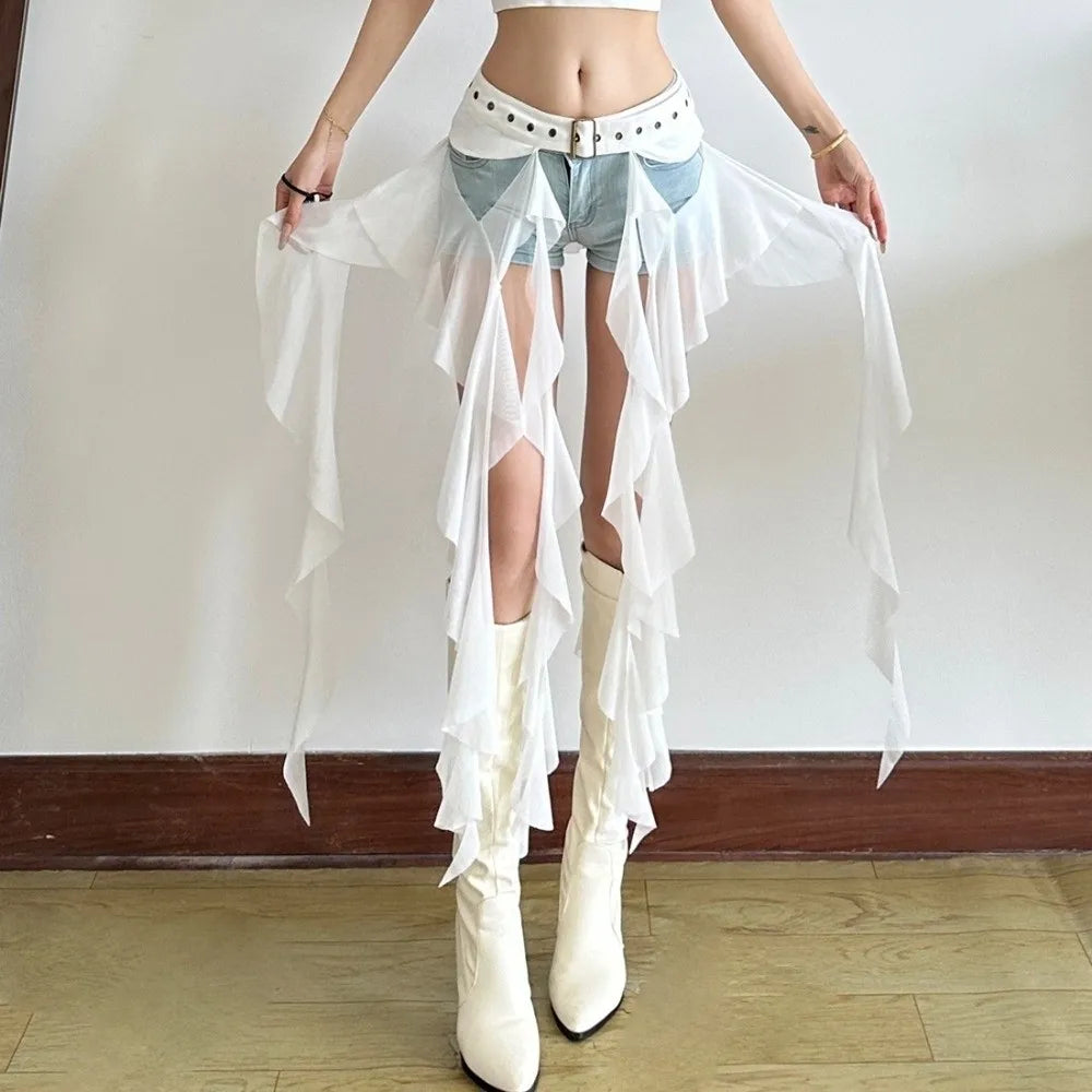 Fashion Irregular Ruffles Belts Women Long Tassel Adjustable Buckle