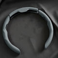 3PCS NAPPA Leather Universal Car Steering Wheel Cover Breathable Anti Slip Car Decoration 37-38cm Resistant Automotive Parts Vue Grey-3PC