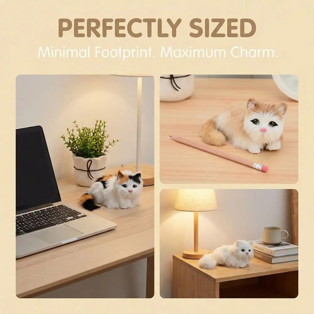 Cute Cozy Fluffy Plush Cat Ornaments Long Hair Soft Simulation Cat Doll Cartoon Desktop Decoration Home Decor Vue