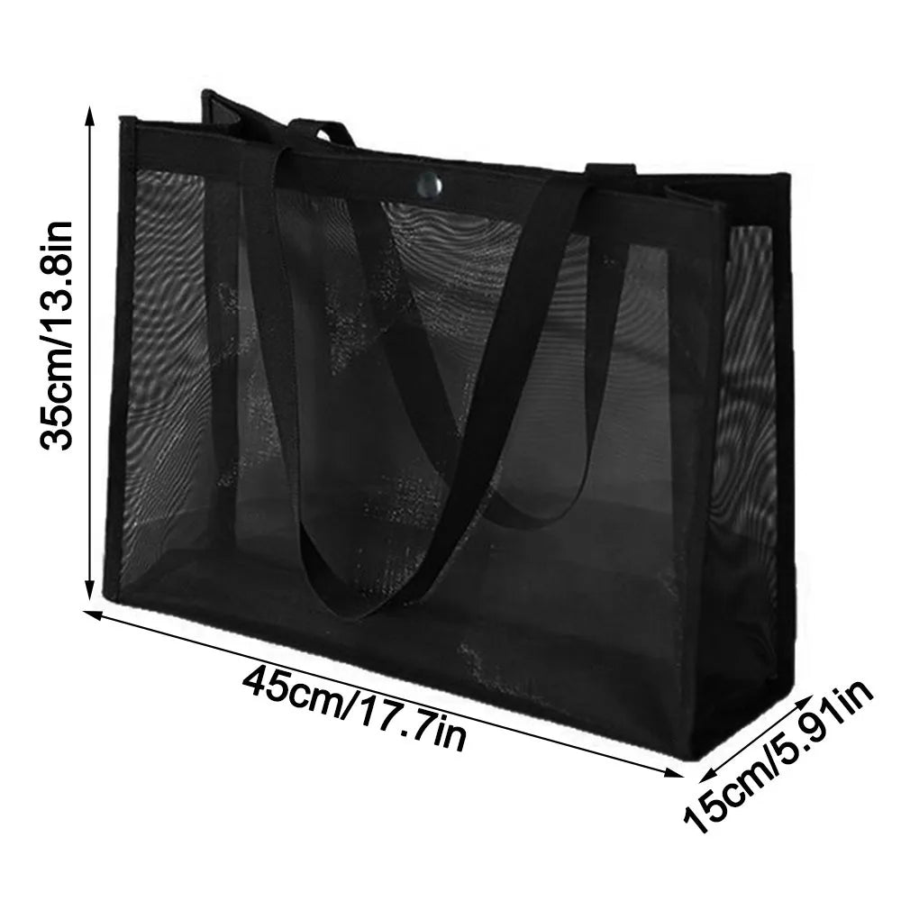 Mesh Shoulder Bag Hollow Large Capacity Beach Bags Transparent Vue With buttons-L