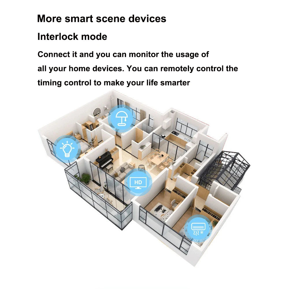Tuya WiFi Smart Switch Circuit Breaker Metering 1P 63A DIN Rail Power Metering Energy Monitor Remote Control Switch Smart Home Vue