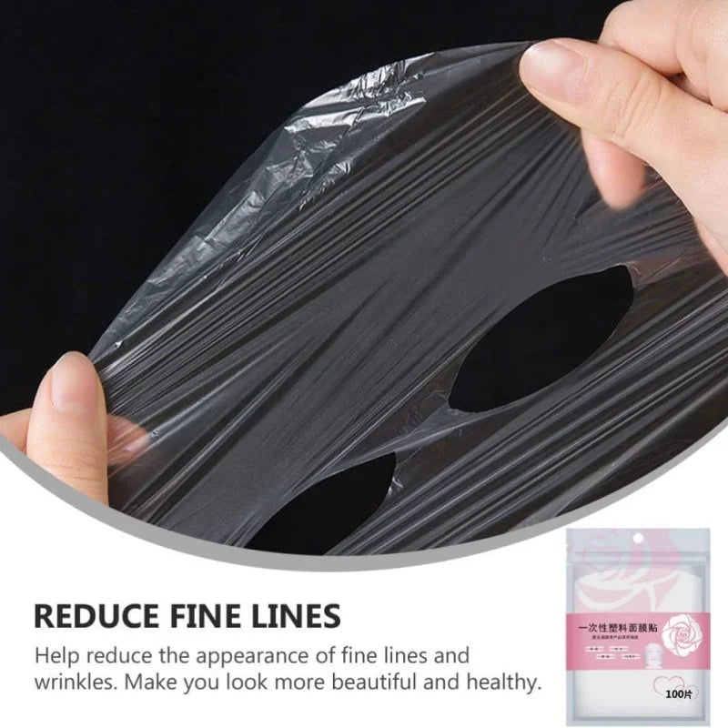 100-500pcs Disposable Plastic Film Full Face Cleaner Mask Neck Stickers Paper Transparent Masks Tools Facial Beauty Makeup Wrap Vue