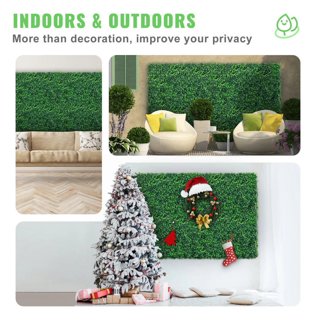 SucceBuy 24-Pack Artificial Boxwood Hedge Wall Panels 20x20/24x16 in Artificial Hedge Panels Vue
