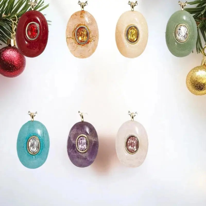 Trendy Titanium Steel Waterdrop Birthstone Charms Pendant Necklace