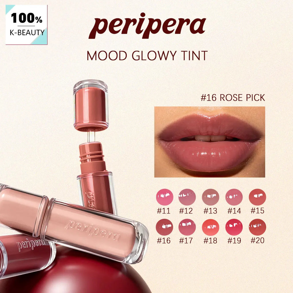 PERIPERA MOOD GLOWY TINT 11-20,Moisturizing & Non-Drying,Natural Blend,Glossy Hydration Lock,Korean Cosmetic,Korean Makeup Vue