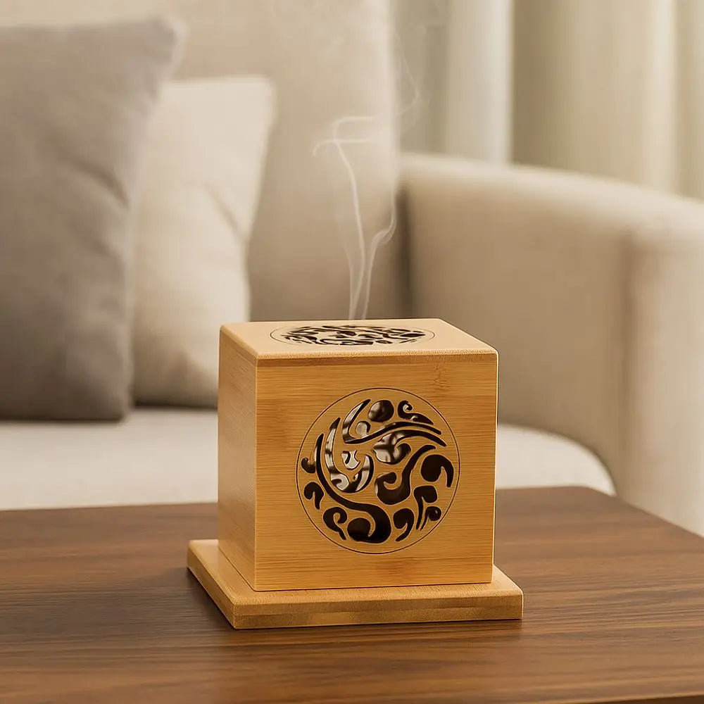 Incense Bracket Bamboo Incense Burner Anti-Scald with Cover Sage Incense Box Hollow Out Sandalwood Incense Base Plate Home Vue