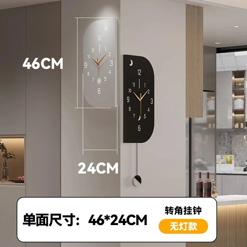 Modern Corner Double Sided Wall Clock High End Minimalist Design For Living Room Entryway Home For Couples Christmas Gift Vue